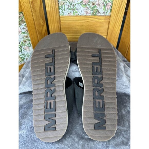 MERRELL Juno Wrap Black Slip On Leather Sandals Shoes Outdoor Travel Sz 10 - Picture 6 of 9